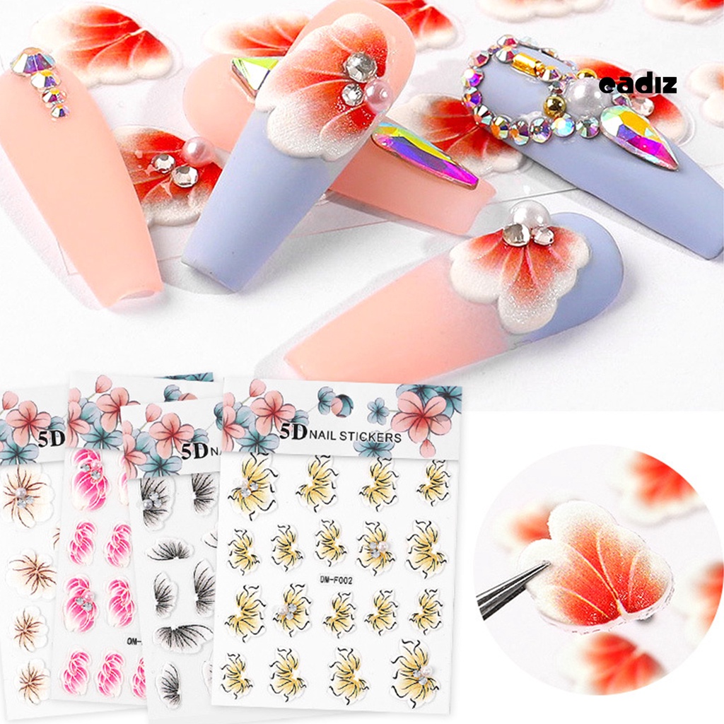 Miếng Dán Trang Trí Móng Tay Hình Hoa 5D DIY