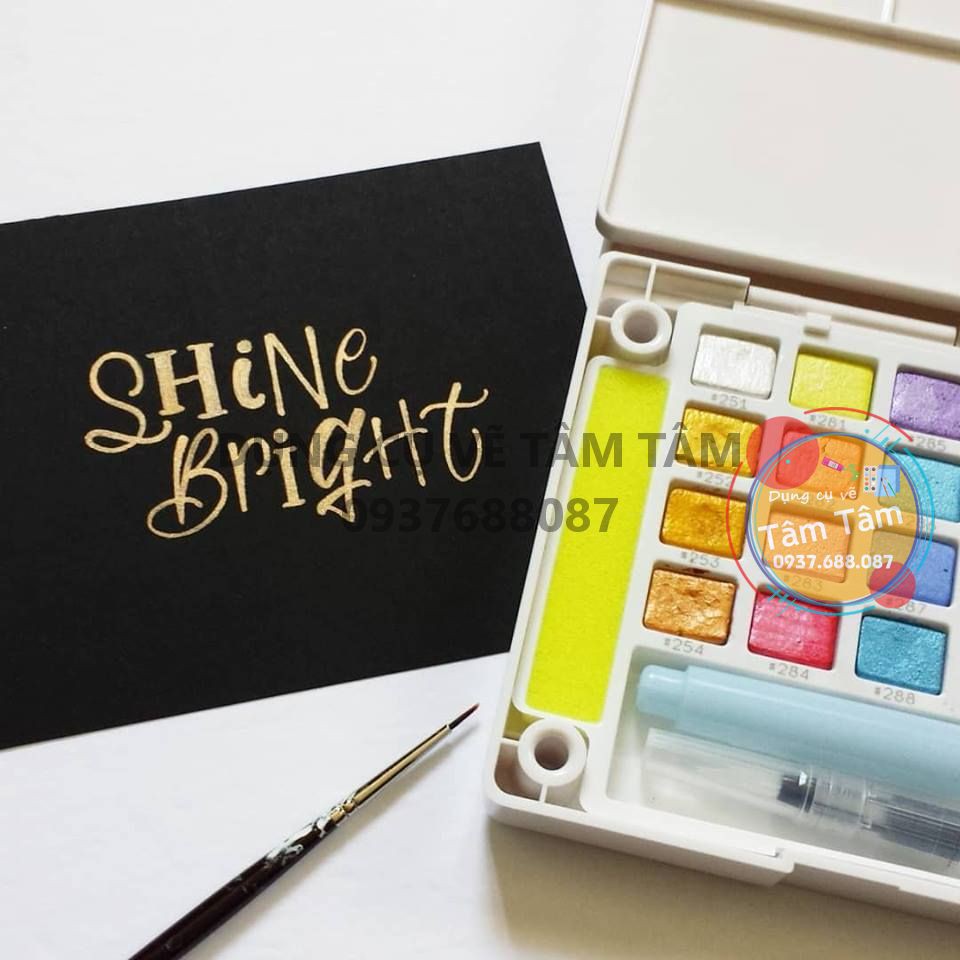 [ TÂM TÂM ] Màu nước viên nén SAKURA KOI WATER COLORS có ánh ngọc trai 12-COLOR