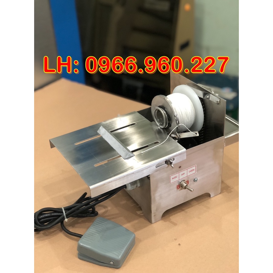 Máy buộc chỉ bằng inox 304, máy buộc xúc xích, lạp xưởng, lòng dồi chạy băng điện,
