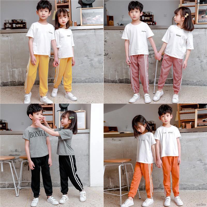 ruiaike  Baby Girls Summer Mosquito Bites Pants Sports Casual Toddler Boys Striped Elastic Waist Trousers