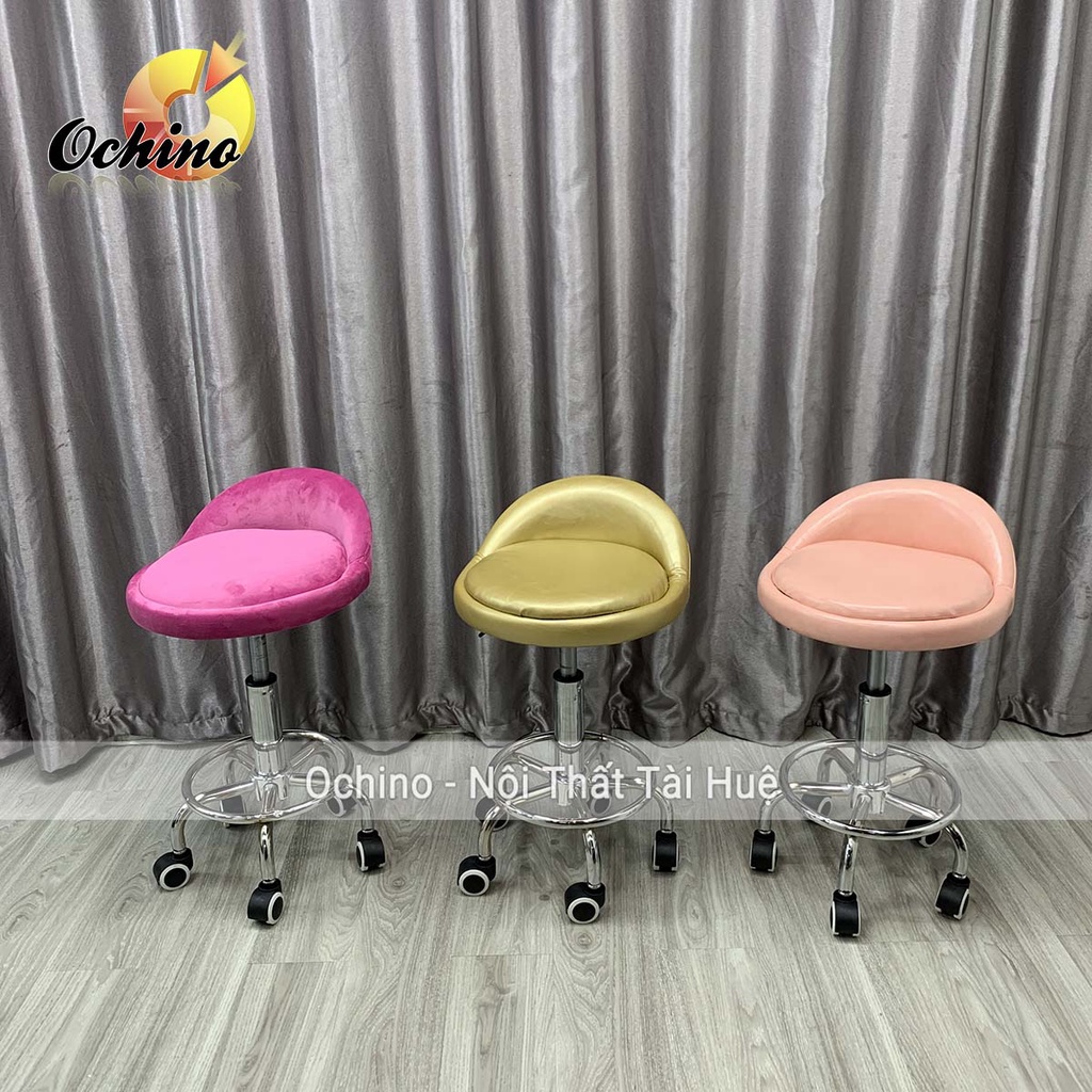 Ghế Spa, Ghế Trang Điểm Xoay Nâng Hạ Điều Chỉnh Độ Cao Thấp Từ 40-55Cm Mẫu Tựa Thấp Sang Chảnh (Ảnh Thật)