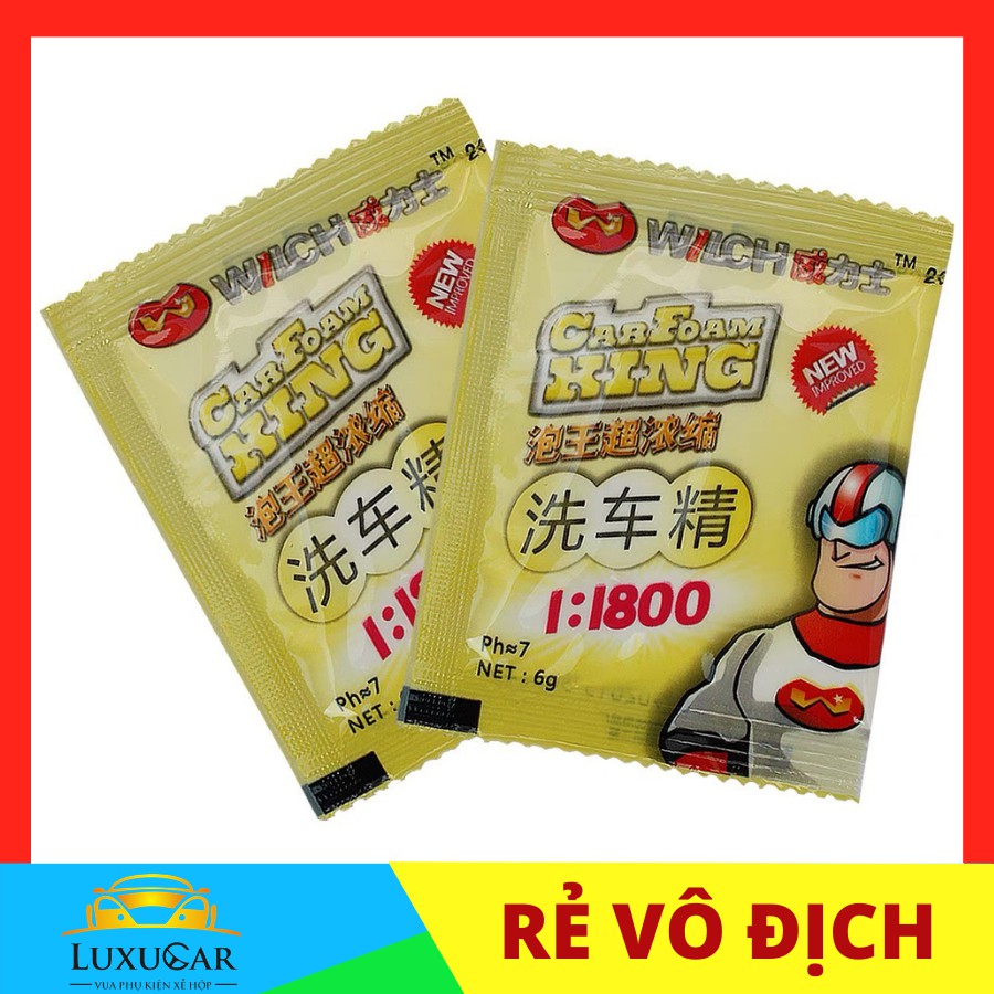 Bột rửa xe không chạm, tạo bọt tuyết rửa xe hơi, ô tô, xe máy Cao cấp WILCH siêu đậm đặc (loại 6gram/1gói) - Giá 1 gói