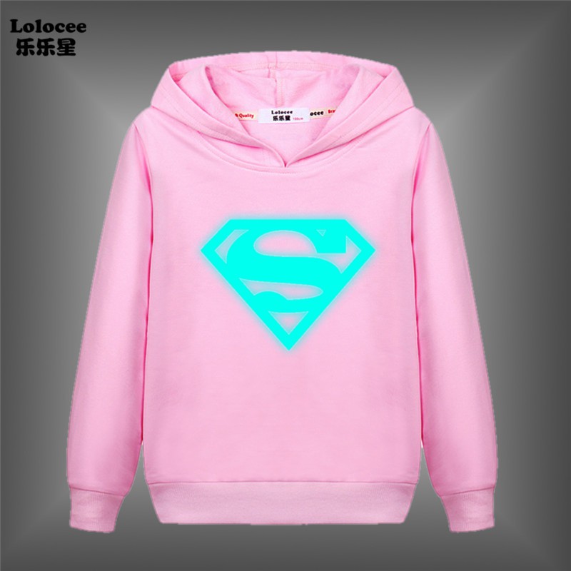 NEW Áo Khoác Hoodie In Hình Superman Phát Sáng Cho Bé Trai