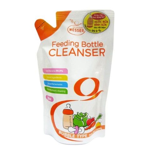 Nước Súc Rửa Bình Sữa Núm Vú Wesser Bịch 500ml, Nước Rữa Trái Cây Nhập Khẩu KOREA