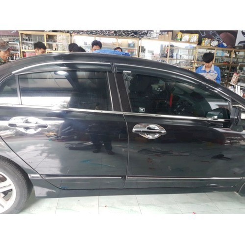 Nẹp viền cửa ô tô Honda Civic 2008-2010-2012-2013 Nẹp chân kính - Inox không gỉ