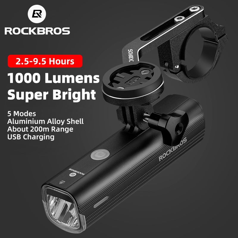 [Mã CLS2403F giảm 30k đơn 150k] Rockbros Đèn Pin 1000Lm Gắn Đầu Xe Đạp Leo Núi Ban Đêm Tiện Dụng