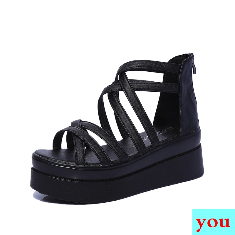 Giày Sandal Đế Xuồng Dày Màu Trắng Thời Trang Mùa Hè Phong Cách Hàn Quốc Mới 2021 Cho Nữ