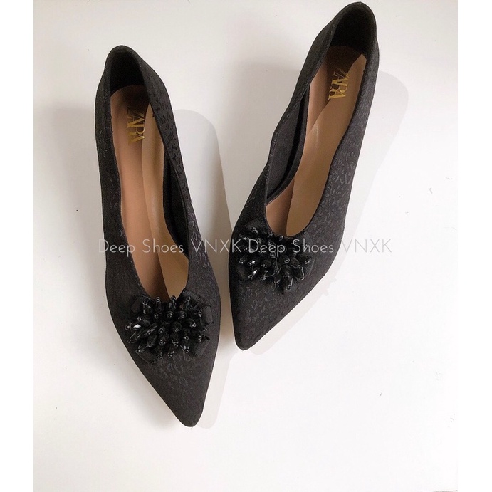Giày cao gót da vằn hoa đá Zara 675