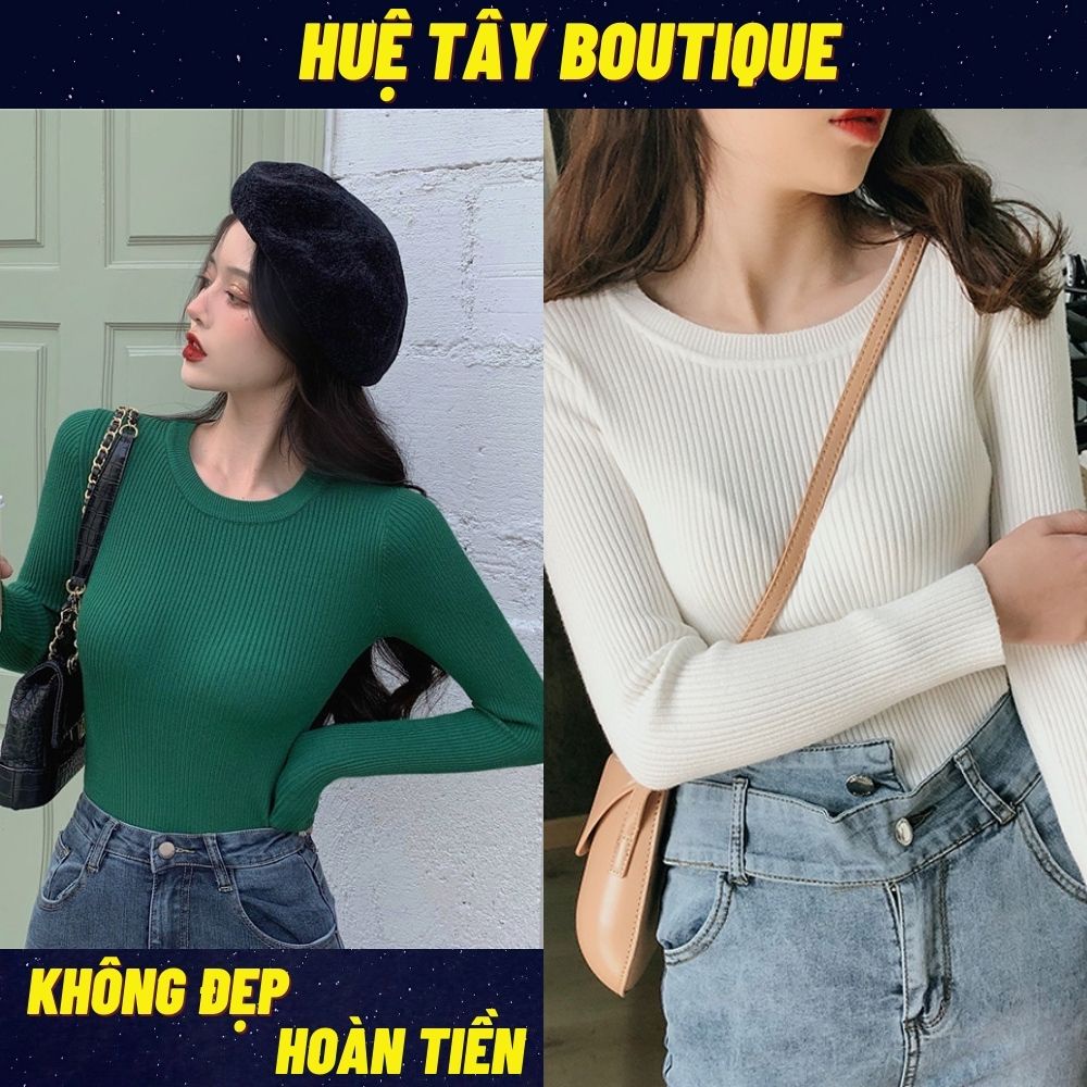 Áo len nữ, áo len nữ cổ tròn tay dài from ôm body co dãn nhiều màu SKUA-59