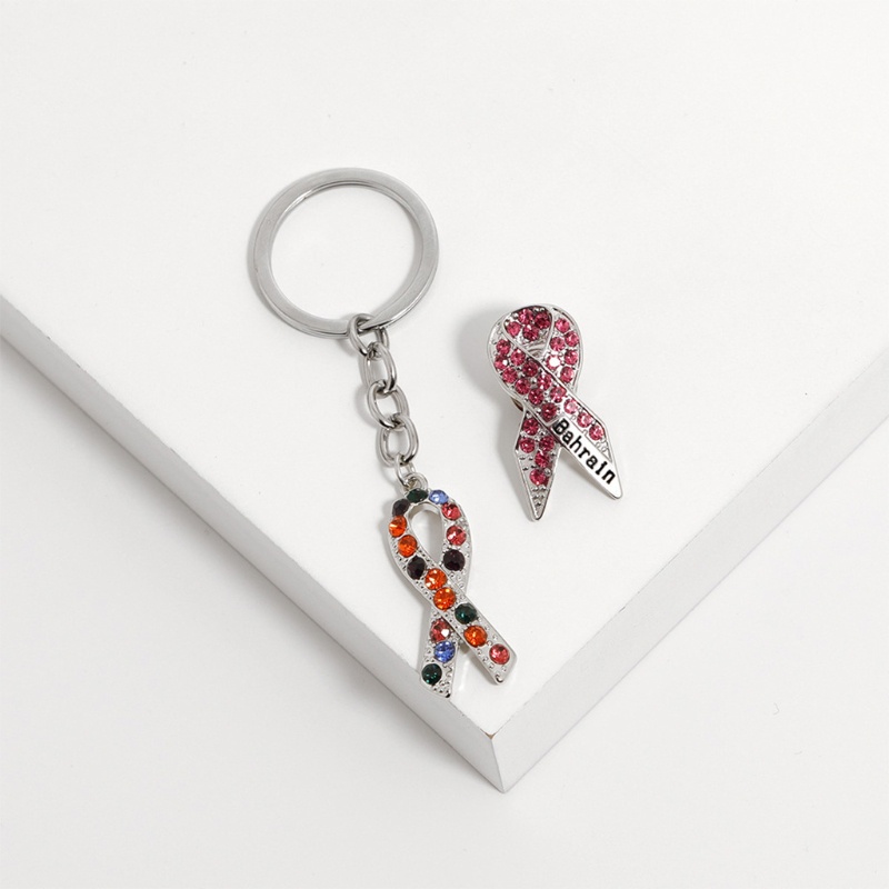 Móc Khóa Đính Đá Ruy Băng Hồng ONERI Dùng Để Trang Trí Quần Áo