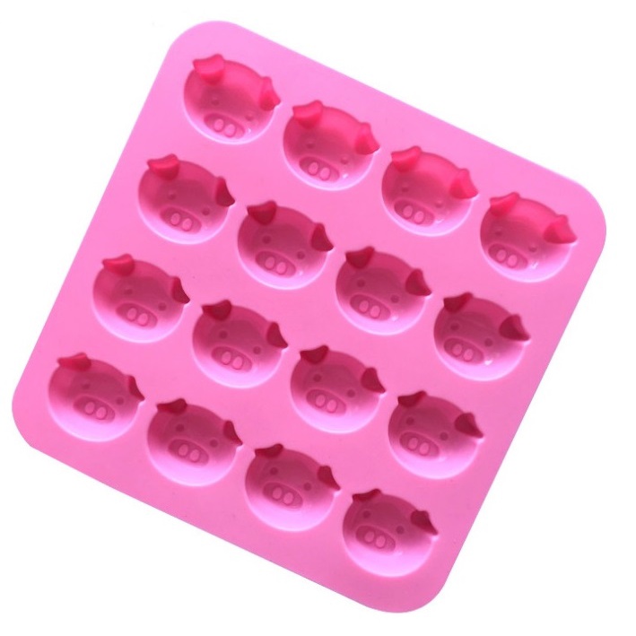 Khuôn Silicon 16 Mặt Heo