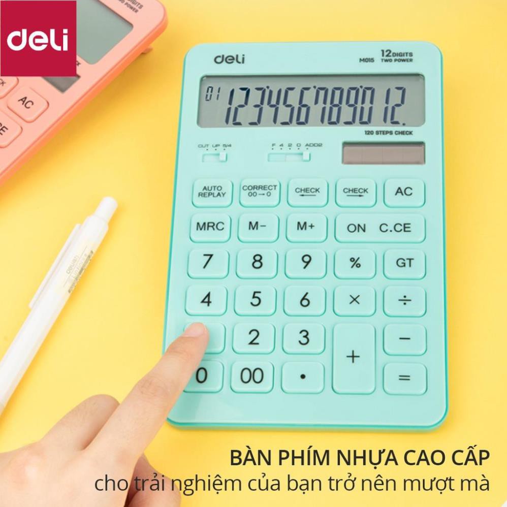 Máy tính để bàn Deli - 12 số - Nhiều màu sắc - Xanh dương/Hồng/Vàng - 1 chiếc - EM01531 / EM1541 / EM01551 [Deli]