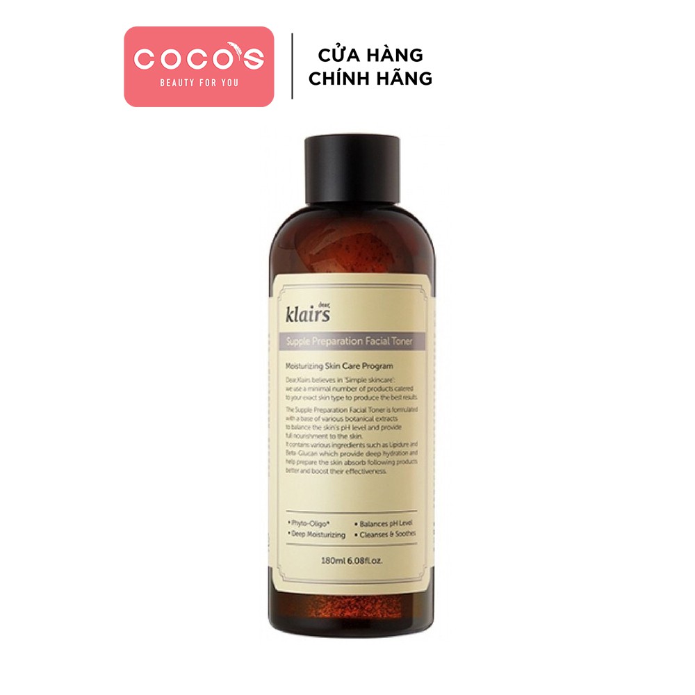[Mã FMCGMALL -8% đơn 250K] Nước Hoa Hồng Dành Cho Da Nhạy Cảm Dear, Klairs Supple Preparation Toner 180ml