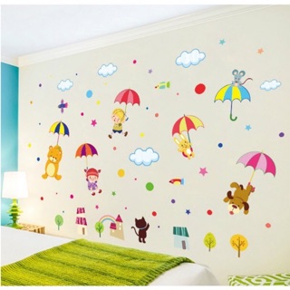 Decal dán tường thú thả dù
