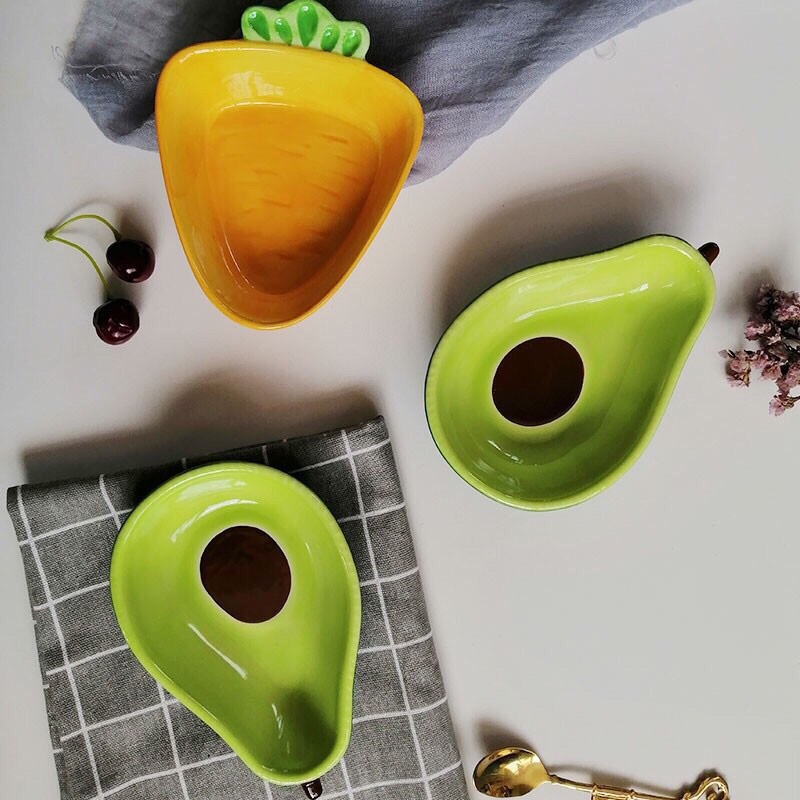 Bát ăn dặm sứ cao cấp hình quả bơ an toàn cho bé