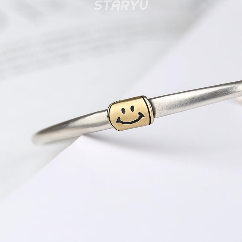 Vòng tay bằng bạc 925 mặt dây hình mặt cười thời trang xinh xắn cho nữ