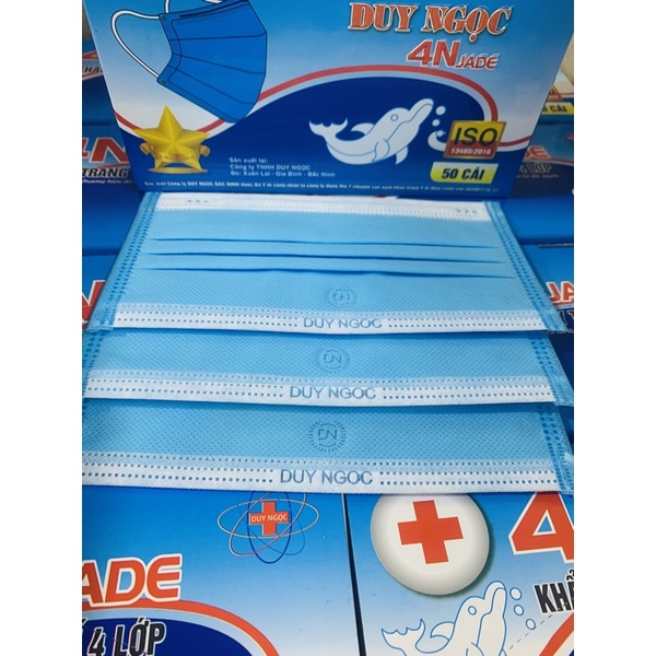 Hộp Khẩu Trang Y Tế Duy Ngọc Màu Xanh 4 Lớp 50 Chiếc Chắc Chắn, Đủ Giấy Tờ 📌 Duy Ngọc Official