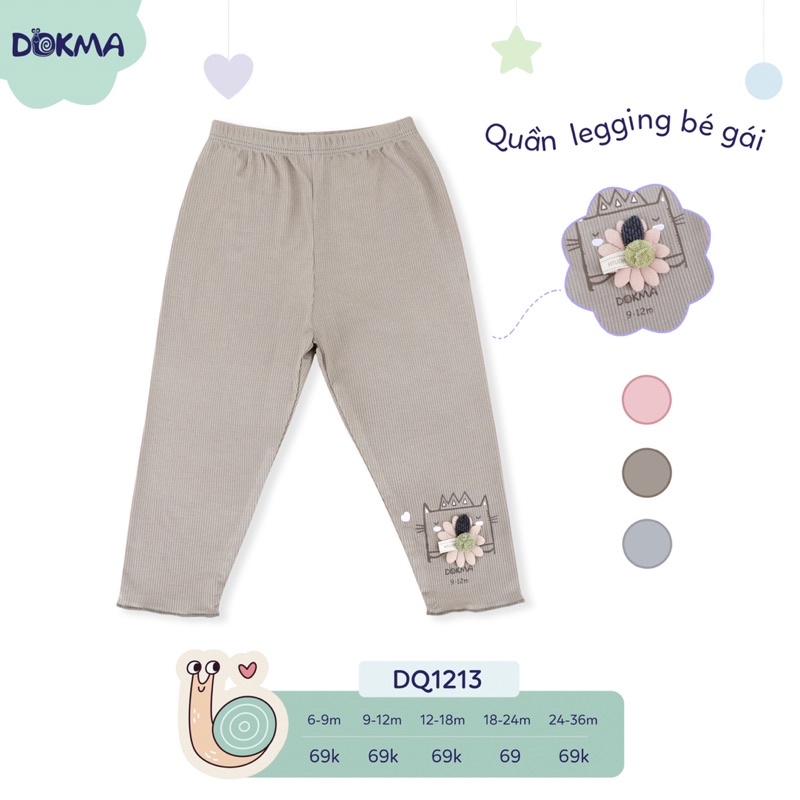 Quần legging dài cotton tăm bé gái (9m-36m)DQ1213
