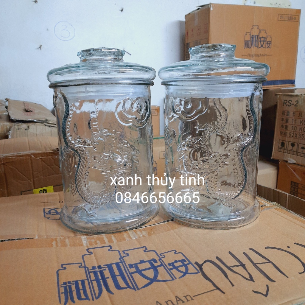 Bình thủy tinh trụ rồng dung tích 6 lít