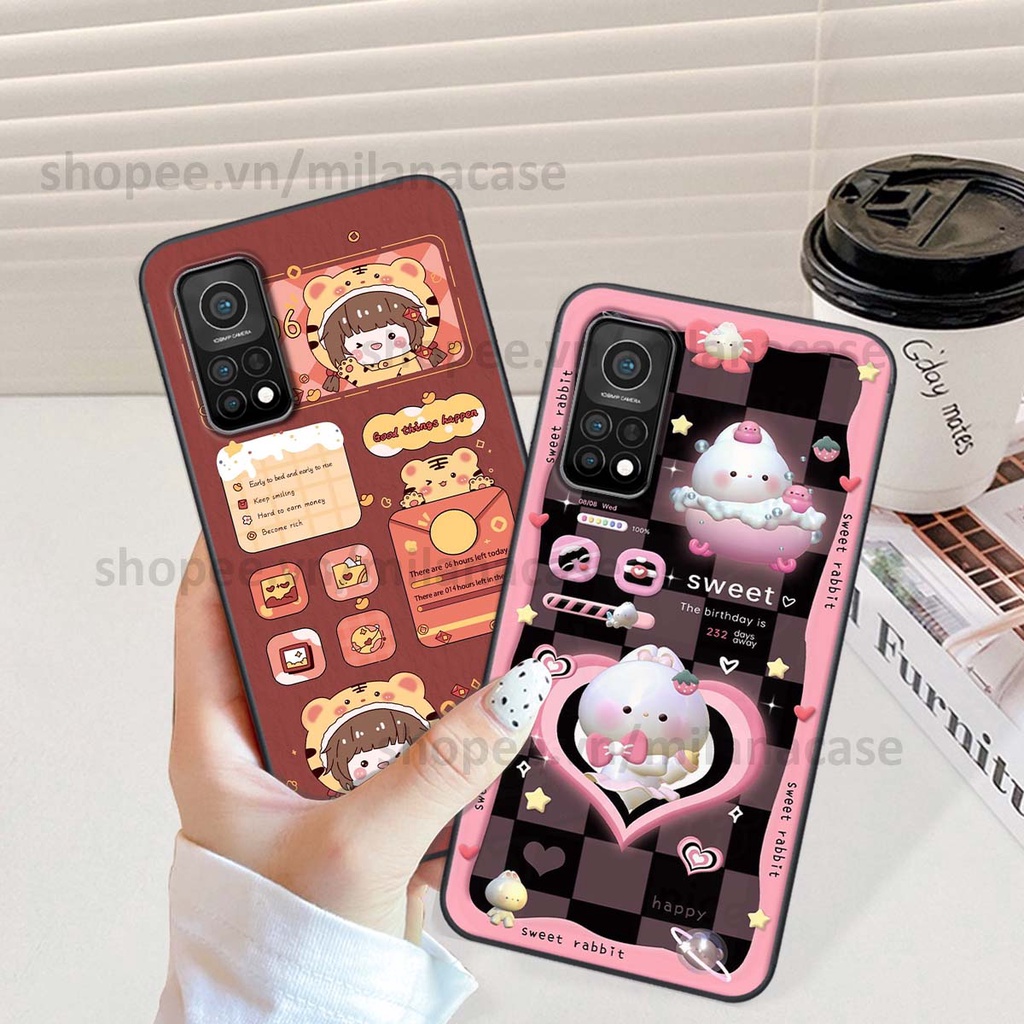 Ốp Xiaomi Mi 10T Pro hình đồng hồ icon gấu mèo cute cực dễ thương ngộ nghĩnh