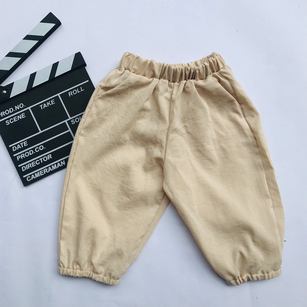 Quần Dài Bo Gấu Ống Rộng Trẻ Em Phong Cách Nhật Bản Mát Nhẹ Size 10-35kg