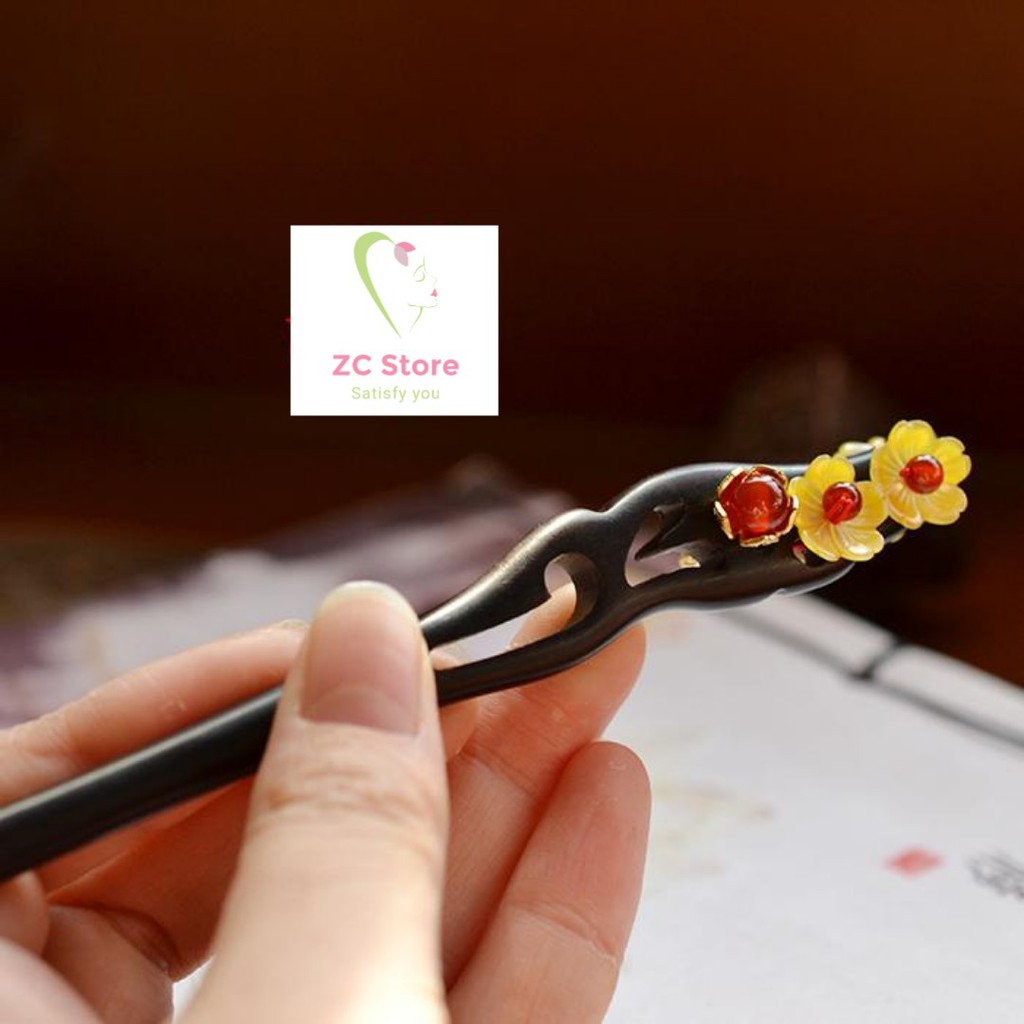 Trâm cài tóc cao cấp - Trâm hoa mai vàng