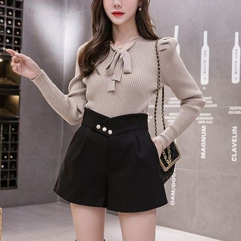 Quần Short Đen Lưng Cao Ống Rộng Thời Trang Mùa Hè Dành Cho Nữ 2022