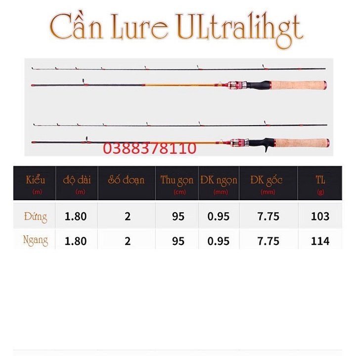 Cần Câu Lure UL, Cần Lure UL Ngọn Mềm Đặc Rất Dẻo Và Khỏe - CL2K 3