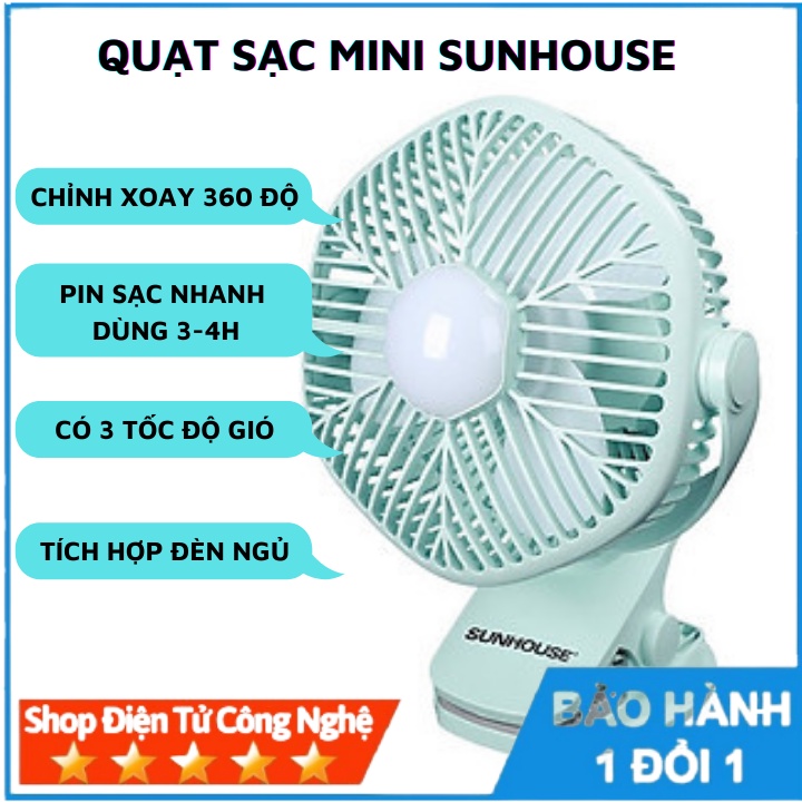Quạt sạc mini Sunhouse SHD7111