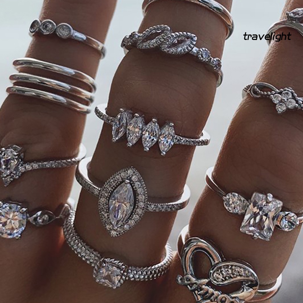 Set 15 Nhẫn Đính Đá Phong Cách Bohemian Cho Nữ