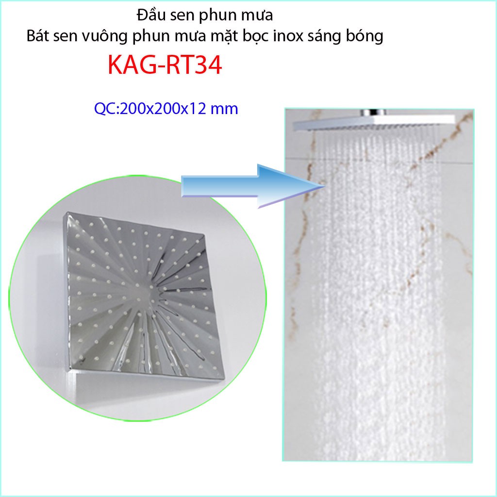 Bát sen tắm đứng KAG-BS35, đầu sen phun mưa vuông 20x20 tia nước nhiều phun nước tốt