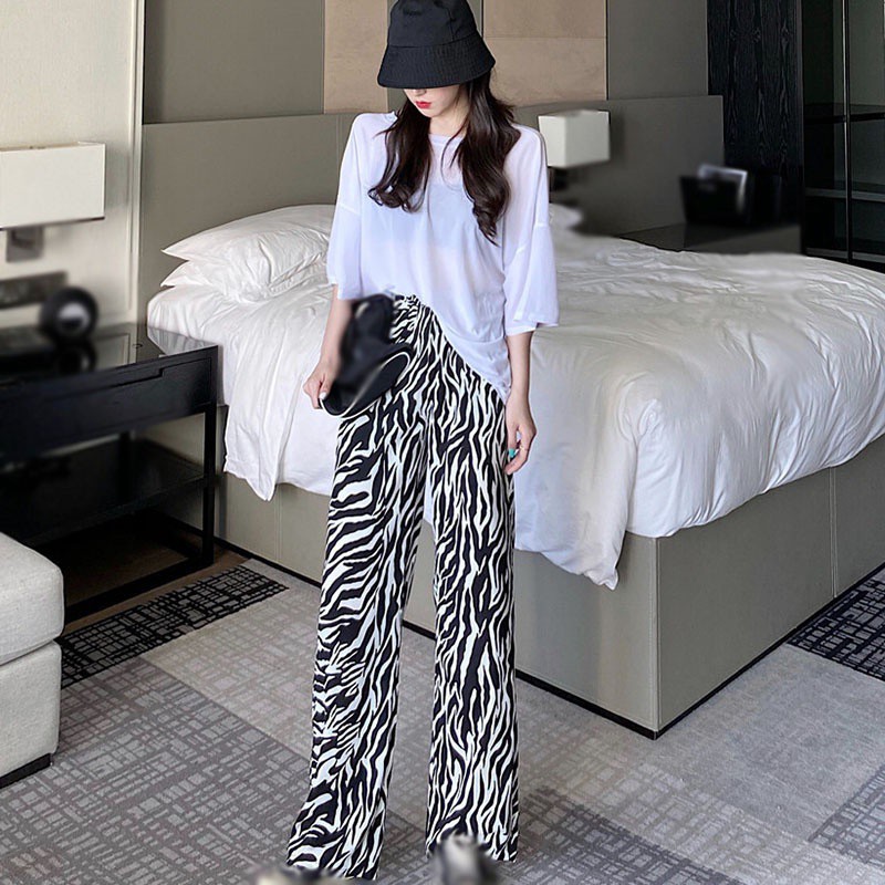Quần ống rộng Họa Tiết Ngựa Vằn Thời Trang Cho Nữ