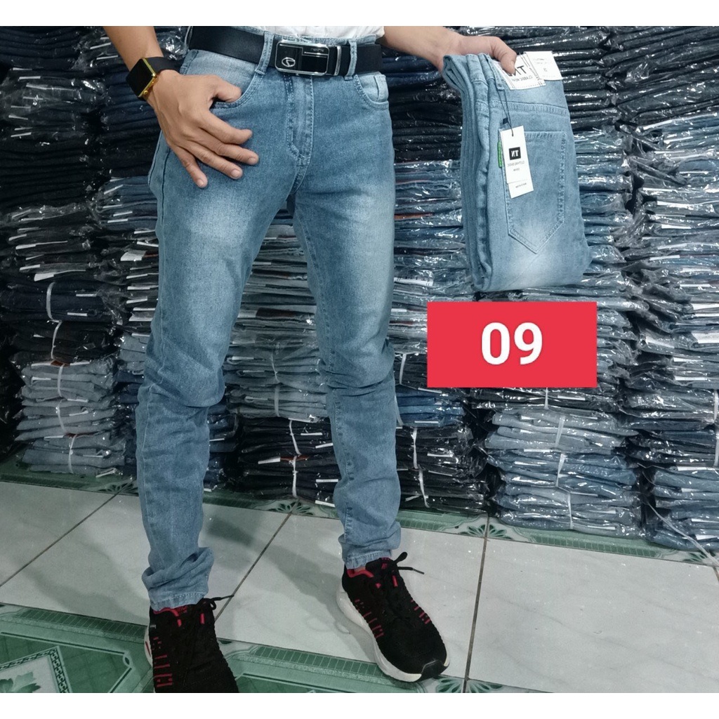 Quần Jean Nam Co Giãn VIP Quần Bò Ống Côn Dáng Ôm Bó Sát VIP Kiểu Hàn Quốc, Có Quần Rin Ống Suông Trung Niên Ống Rộng