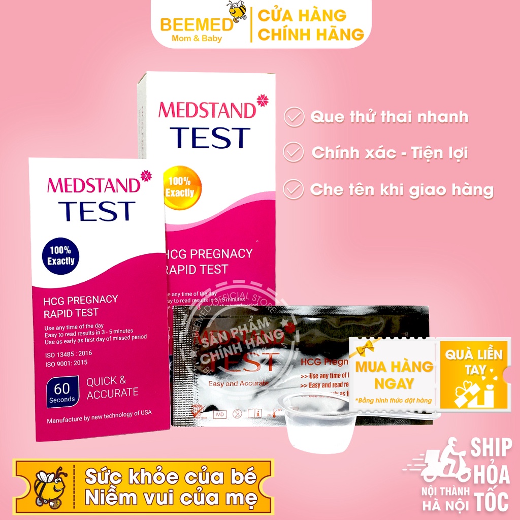 Que thử thai Medstand Test - Phát hiện thai sớm - Nhanh - Chính xác sau 60s - giao hàng kín đáo, che tên