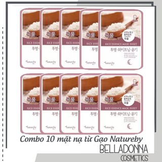 Combo 10 Mặt Nạ Tẩy Sạch Tế Bào Chết Chiết Xuất Từ Gạo Natureby Rice Esence Mask Sheet 10 x 23g