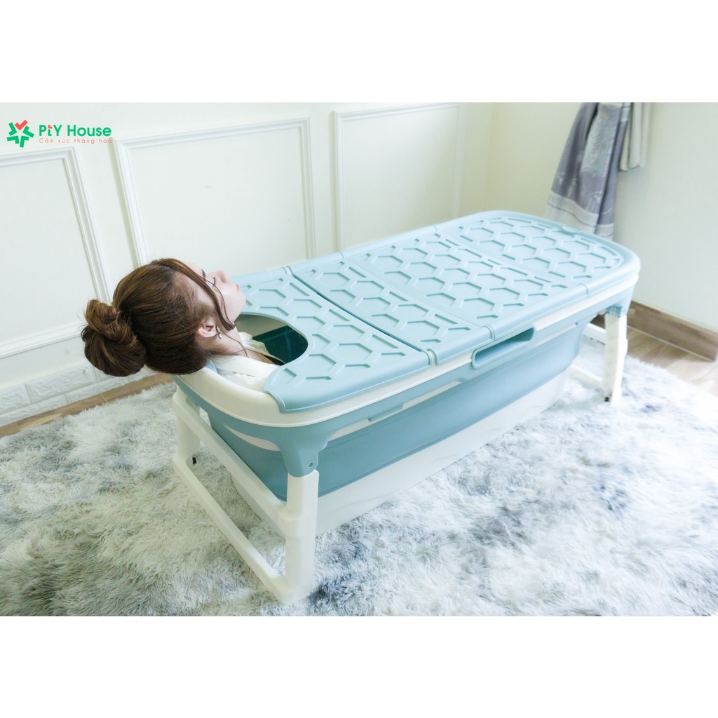 Compo Bồn Tắm Gấp Gọn PTY HOUSE, Kích Thước 117cm Và Máy Xông Hơi Cao Cấp PTY HOUSE, Tắm Xông Hơi Thư Giãn - Bảo Hành 3