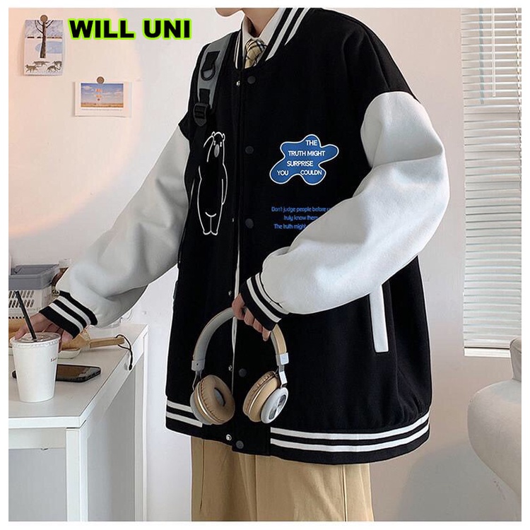 Áo Khoác Bomber GẤU - phong cách ảnh thật nam nữ WILL chất nỉ bông cotton