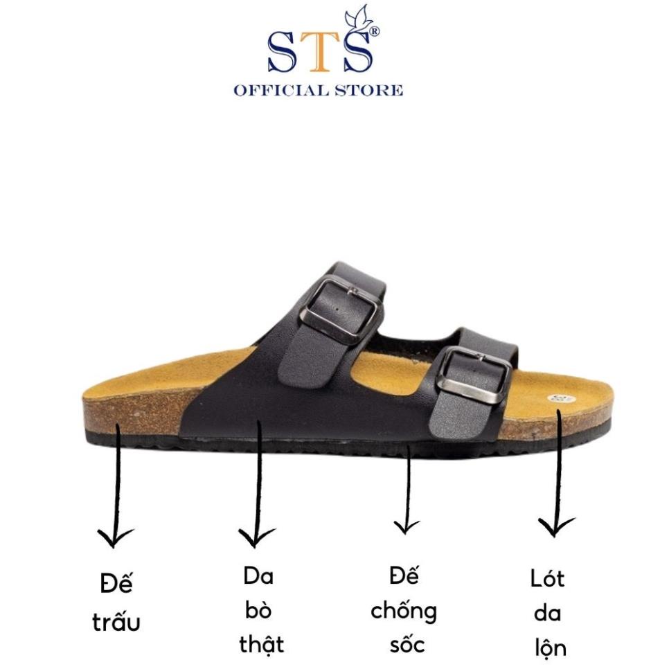 Dép sandal quai ngang nam nữ Birken đế trấu Da PU cao cấp xuất khẩu STPU01 nhiều màu BH 6 tháng