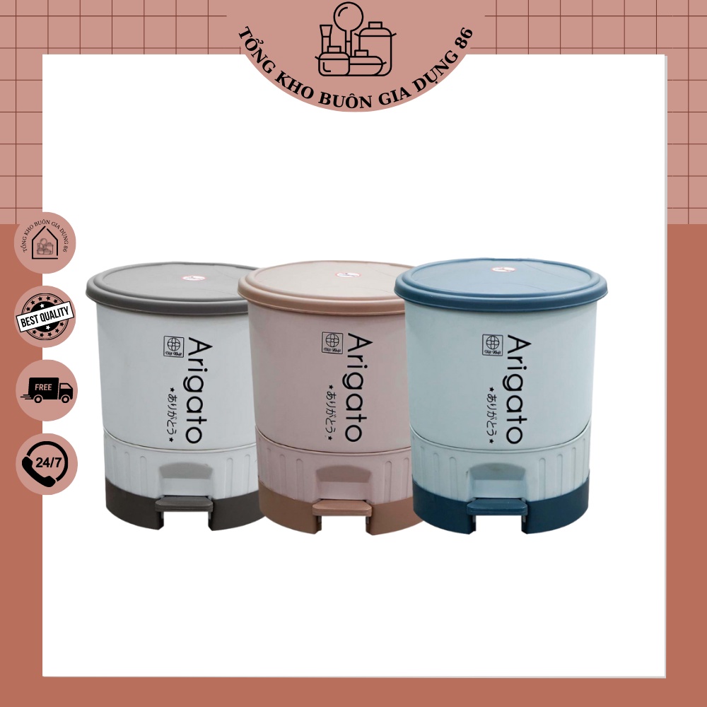 Thùng Rác Nắp Bật Tròn 8.5L 8022, Thùng Rác Nhựa Nắp Tròn Đạp Chân Thông Minh