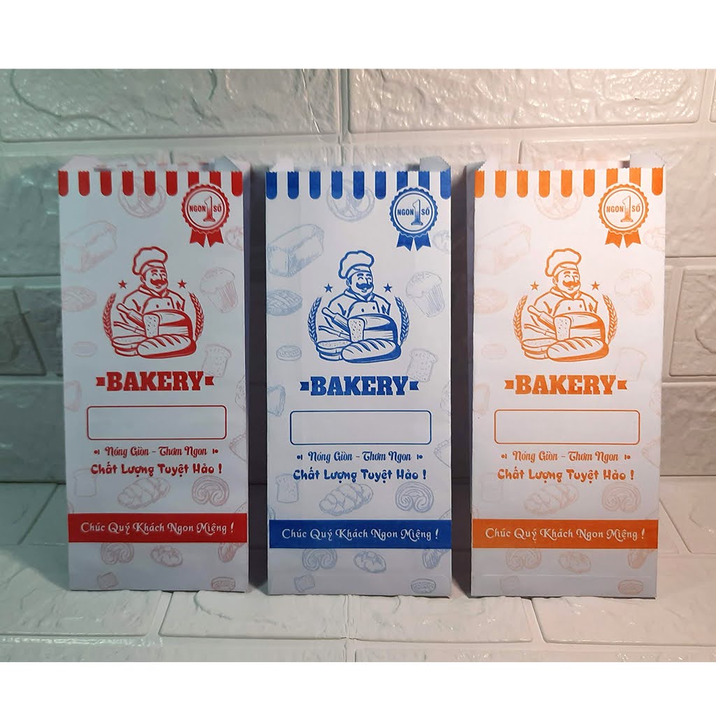 Túi Giấy Đựng Bánh Mì  in sẵn 100 Cái