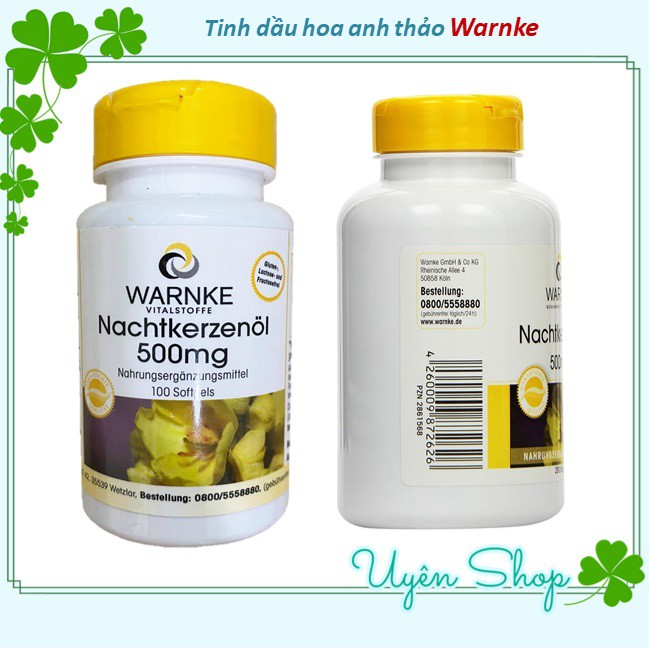 Tinh dầu hoa anh thảo Warnke Nachtkerzenol [Hàng Đức] 500mg lọ 100 viên