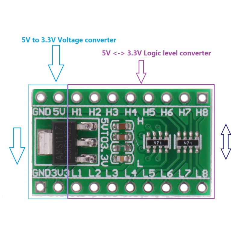 Mô-đun Chuyển Đổi Điện Trở TTL AMS1117 Cho DC 5V Sang 3.3V