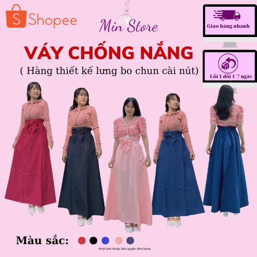 Váy Chống Nắng Thiết Kế MIN MIN, Quây Che Nắng Vải Quần Tây Cao Cấp Phối Nơ