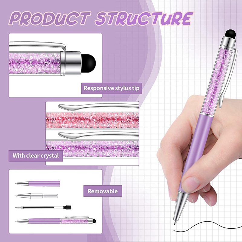 Set 40 Bút Bi Mực Đen 2 Trong 1 Tạo Hình Kim Cương Lấp Lánh