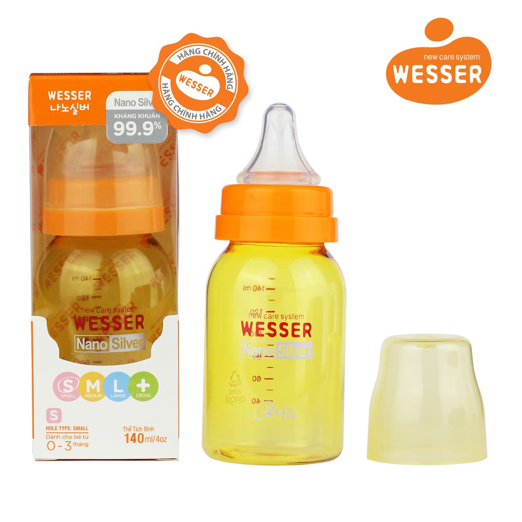 Bình sữa Wesser cổ hẹp 140ml (mẫu cũ)