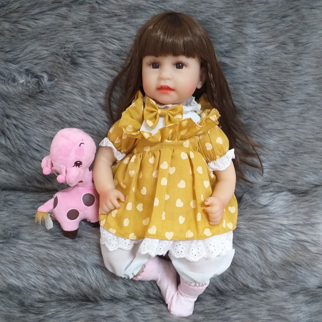 Búp Bê Tái Sinh Thân Gòn 48 cm Mắt 3D - Reborn Toddler Semi Soft Vinyl Fashion American Girl Doll 18inch