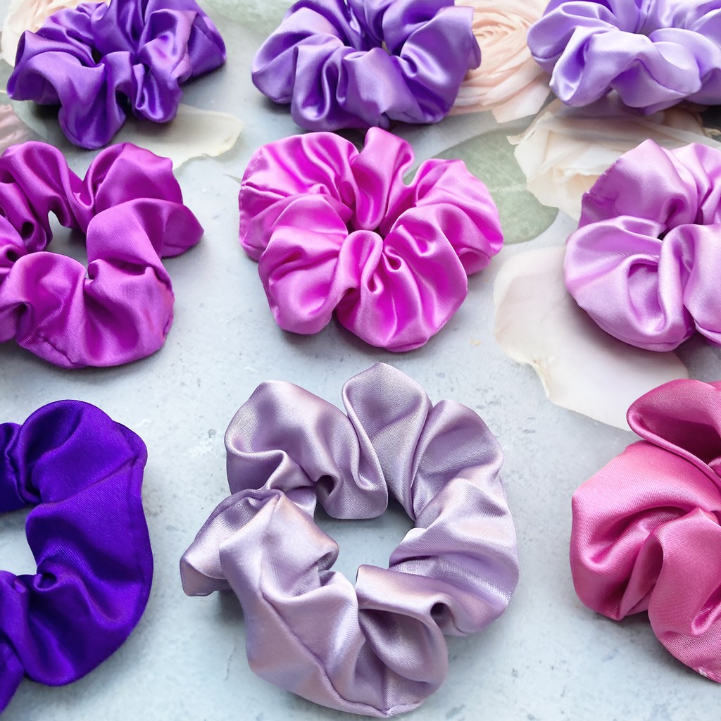 [Ảnh thật]CỘT TÓC VẢI SCRUNCHIES LỤA SATIN TÔNG TÍM SANG TRỌNG-THỜI TRANG HÀN QUỐC NỮ PHỤ KIỆN GIÁ RẺ ĐẸP