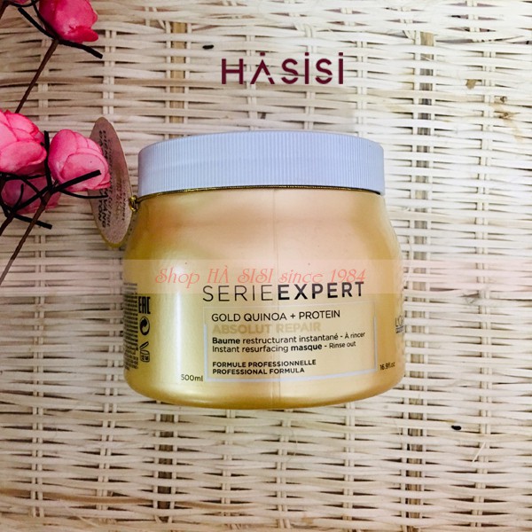 Hấp Dầu Phục Hồi Tóc Hư Tổn Cao Cấp L'OREAL - SERIE EXPERT GOLD QUINOA + PROTEIN ABSOLUT REPAIR 500ml