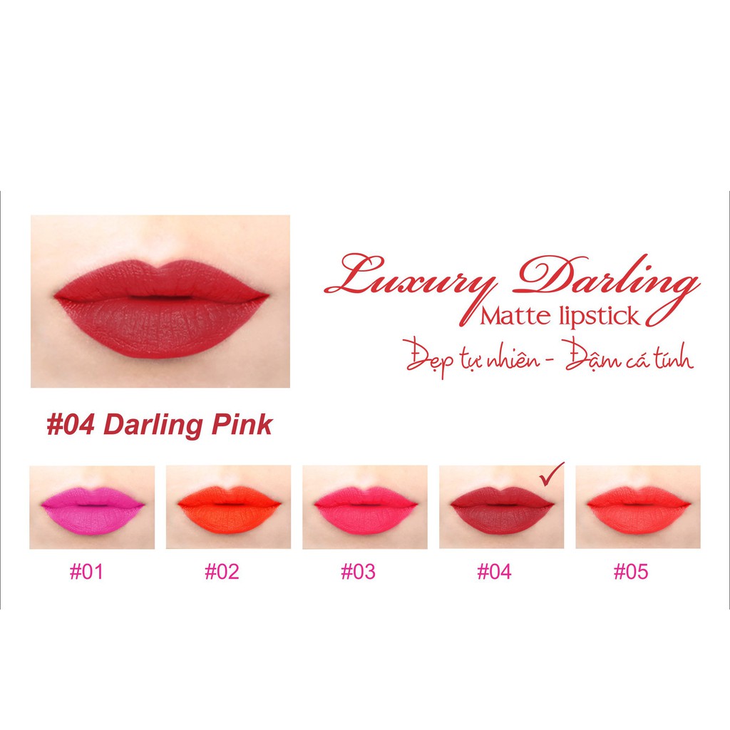 Son lì bền màu không gây khô môi Beauskin Luxury Darling Matte #04 Đỏ sắc nâu- Hàn Quốc Chính Hãng