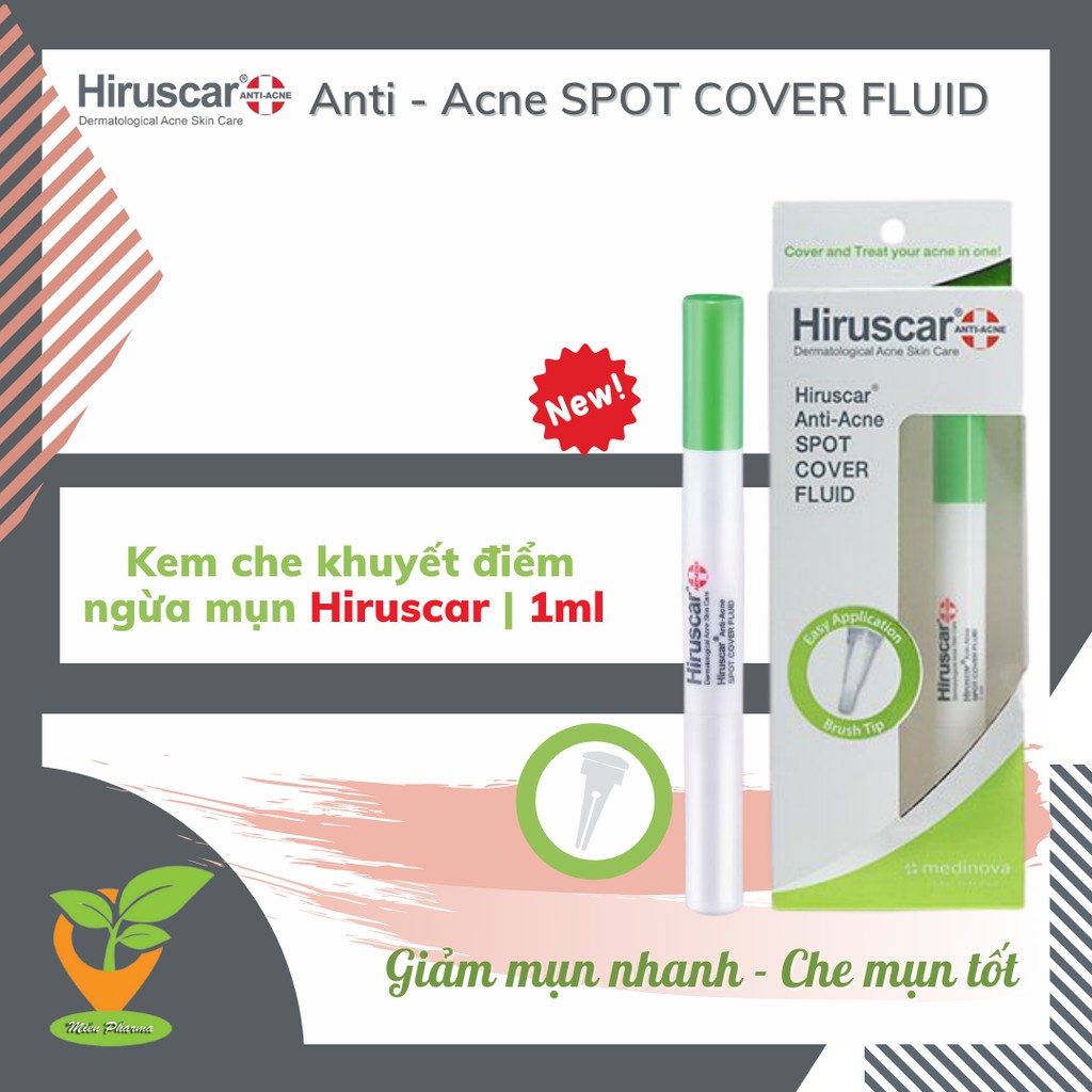 Kem che khuyết điểm và ngăn ngừa mụn Hiruscar Anti Acne Spot Cover Fluid 1ML